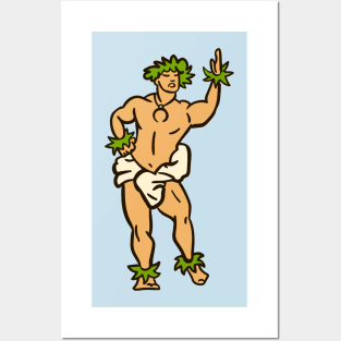 Male Hula Dancer Illustration Posters and Art